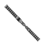 DeBeer 20mm Satin and Polished Black PVD-plated Stainless Steel Folded Link Style with Push-Button Deployment 7.75 inch Watch Band