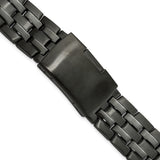 DeBeer 20mm Satin and Polished Black PVD-plated Stainless Steel Folded Link Style with Push-Button Deployment 7.75 inch Watch Band
