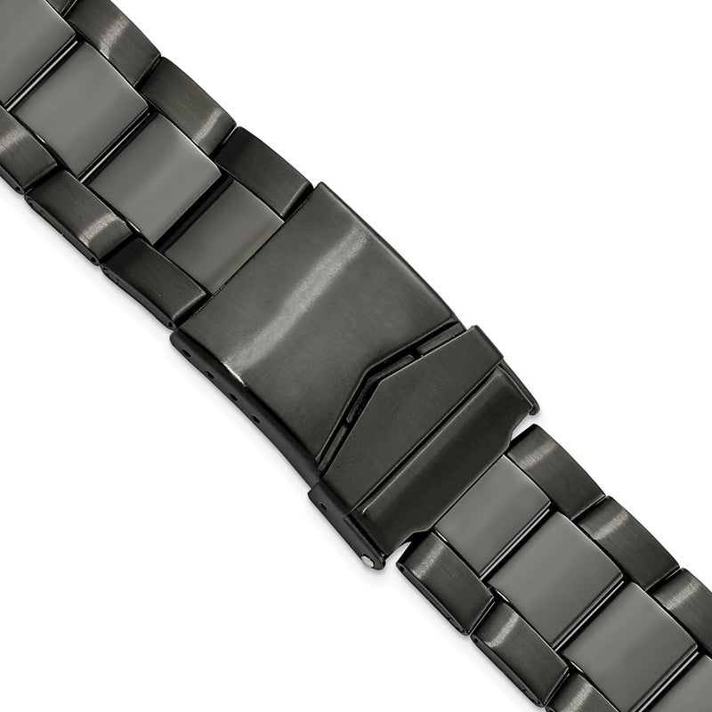 20mm PVD Black Stainless Oyster-Style w/Deployment Watch Band