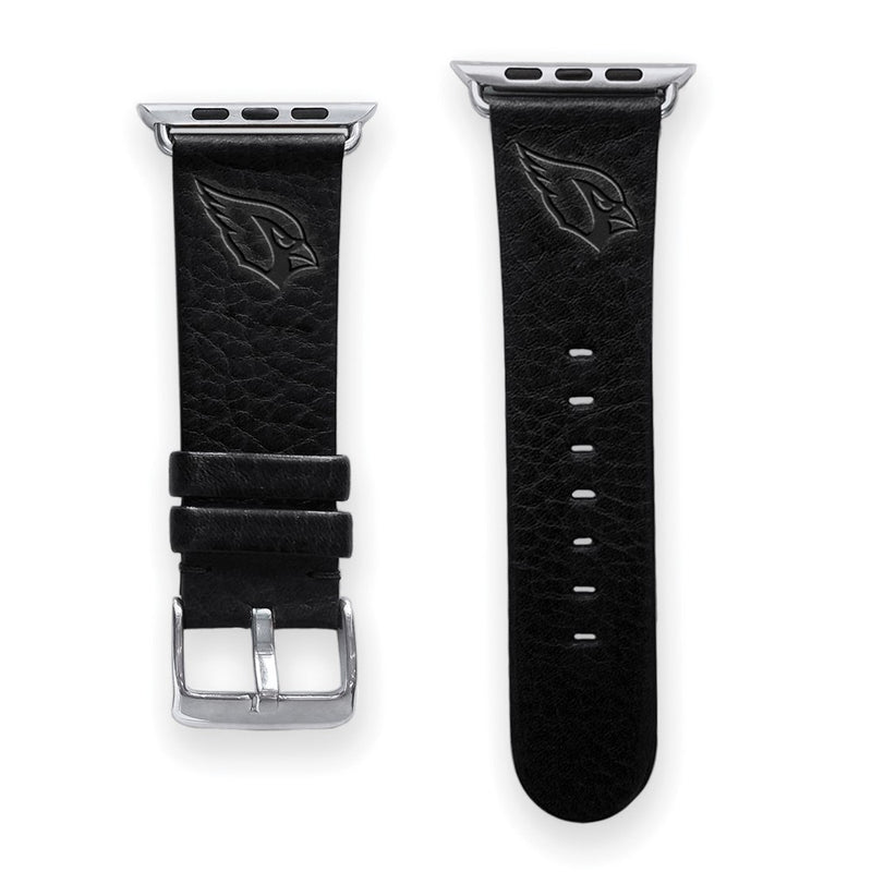 Gametime AZ Cardinals Leather Band fits Apple Watch (42/44mm M/L Black)