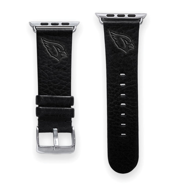 Gametime AZ Cardinals Leather Band fits Apple Watch (38/40mm M/L Black)