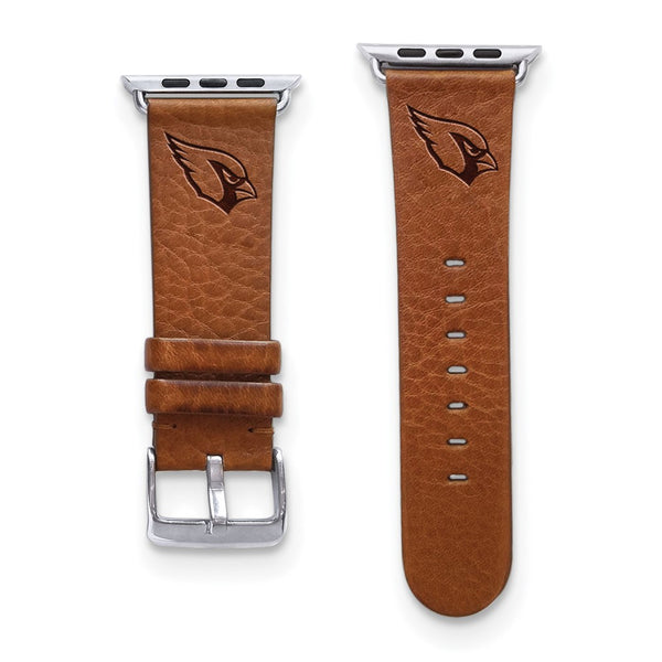 Gametime AZ Cardinals Leather Band fits Apple Watch (42/44mm S/M Tan)