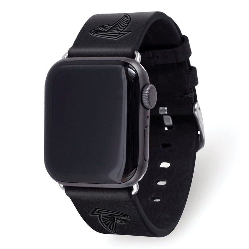 Gametime Atlan. Falcons Leather Band fits Apple Watch (38/40mm M/L Black)