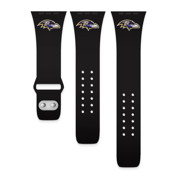 Gametime Balt. Ravens Black Silicon Band fits Apple Watch (38/40mm Black)
