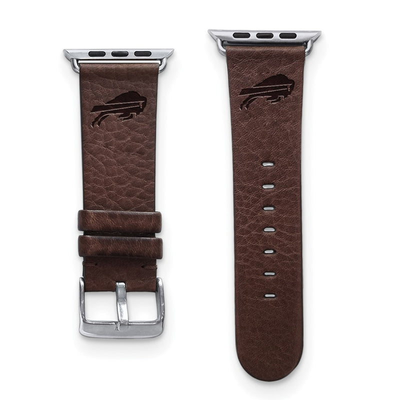 Gametime Buffalo Bills Leather Band fits Apple Watch (42/44mm M/L Brown)