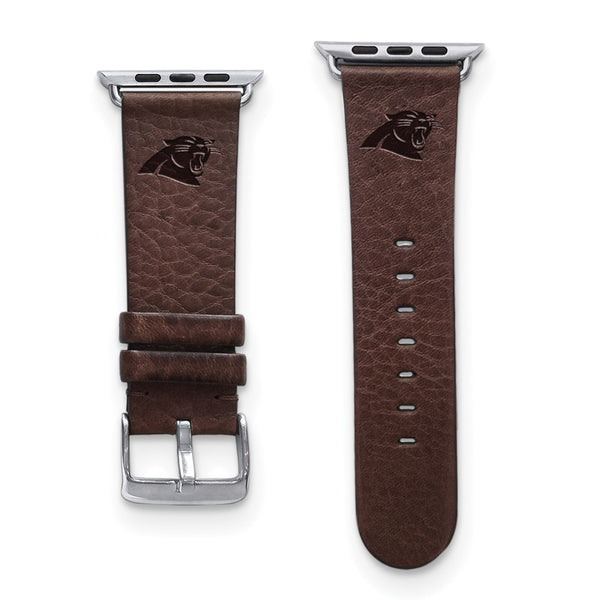 Gametime Carol. Panthers Leather Band fits Apple Watch (38/40mm M/L Brown)