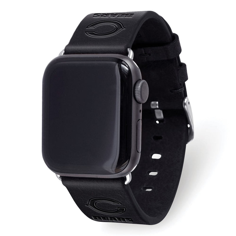 Gametime Chicago Bears Leather Band fits Apple Watch (38/40mm S/M Black)