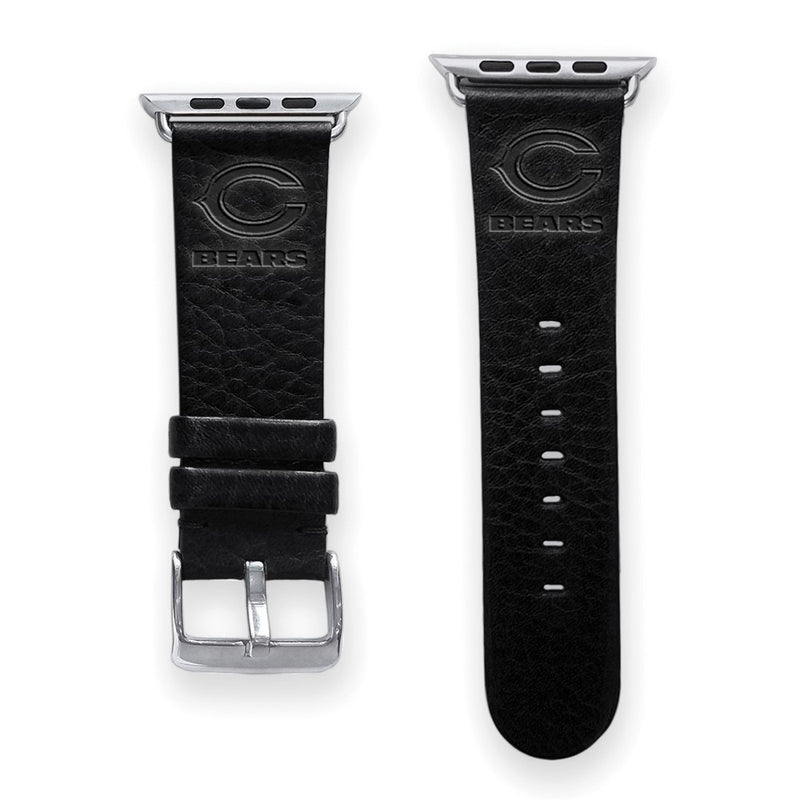 Gametime Chicago Bears Leather Band fits Apple Watch (38/40mm S/M Black)