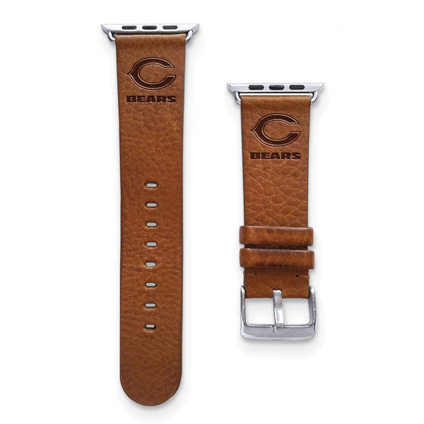 Gametime Chicago Bears Leather Band fits Apple Watch (42/44mm M/L Tan)