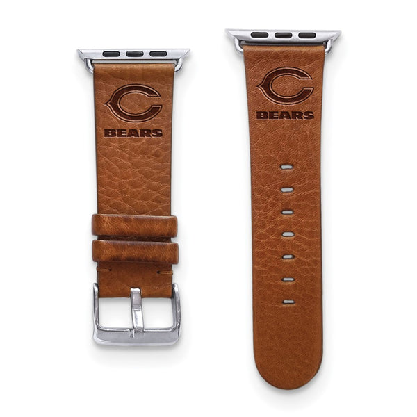 Gametime Chicago Bears Leather Band fits Apple Watch (38/40mm S/M Tan)