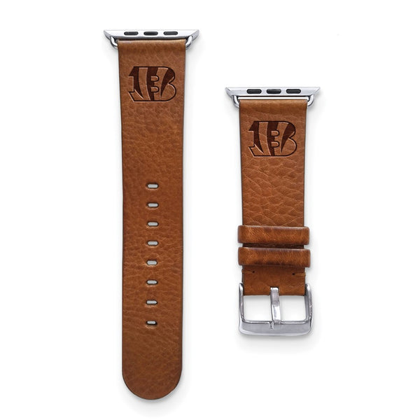Gametime Cinti. Bengals Leather Band fits Apple Watch (38/40mm M/L Tan)