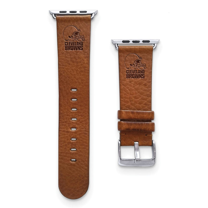 Gametime Cleve. Browns Leather Band fits Apple Watch (42/44mm M/L Tan)