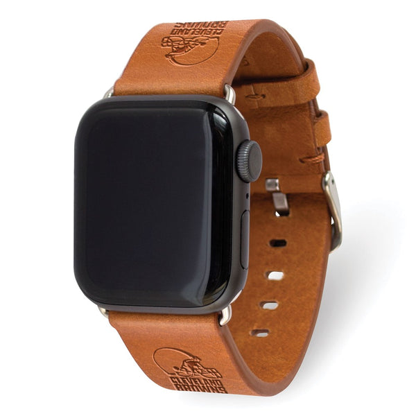 Gametime Cleve. Browns Leather Band fits Apple Watch (42/44mm S/M Tan)