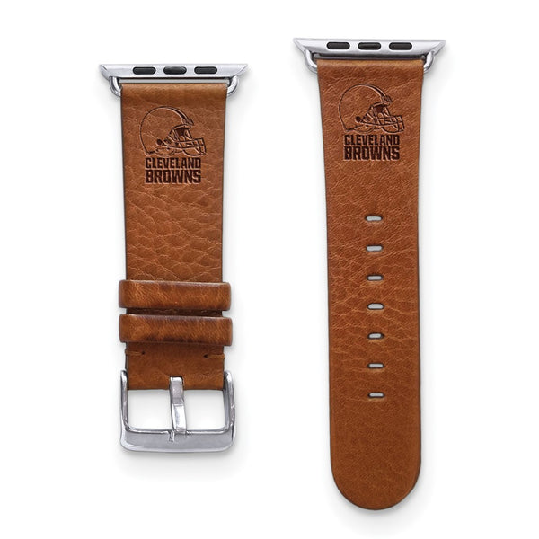Gametime Cleve. Browns Leather Band fits Apple Watch (42/44mm S/M Tan)