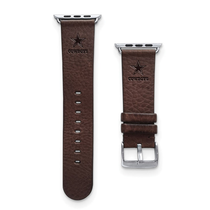 Gametime Dallas Cowboys Leather Band fits Apple Watch (38/40mm S/M Brown)
