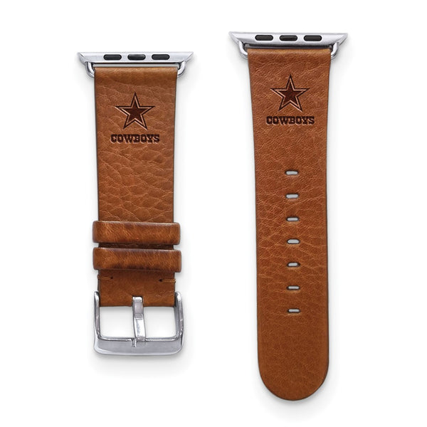 Gametime Dallas Cowboys Leather Band fits Apple Watch (38/40mm S/M Tan)