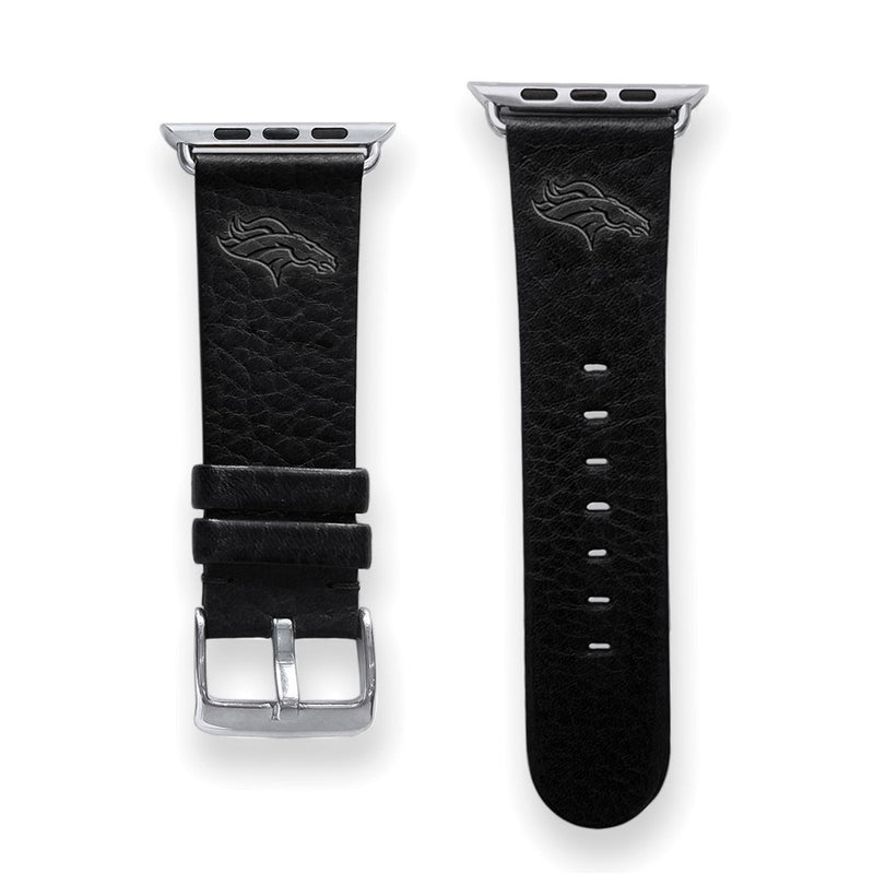 Gametime Denver Broncos Leather Band fits Apple Watch (42/44mm S/M Black)