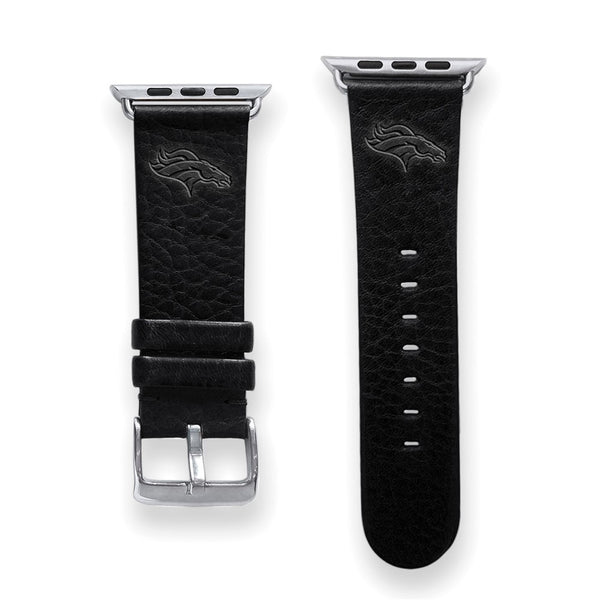 Gametime Denver Broncos Leather Band fits Apple Watch (38/40mm S/M Black)