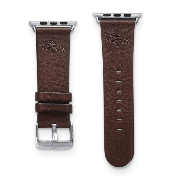 Gametime Denver Broncos Leather Band fits Apple Watch (38/40mm M/L Brown)