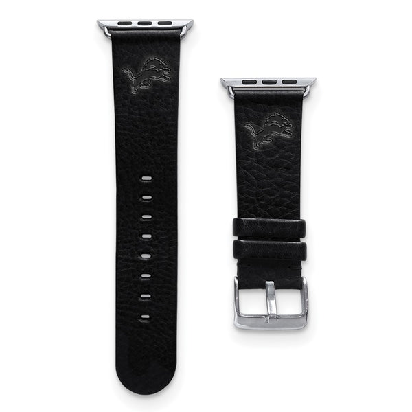 Gametime Detroit Lions Leather Band fits Apple Watch (38/40mm M/L Black)