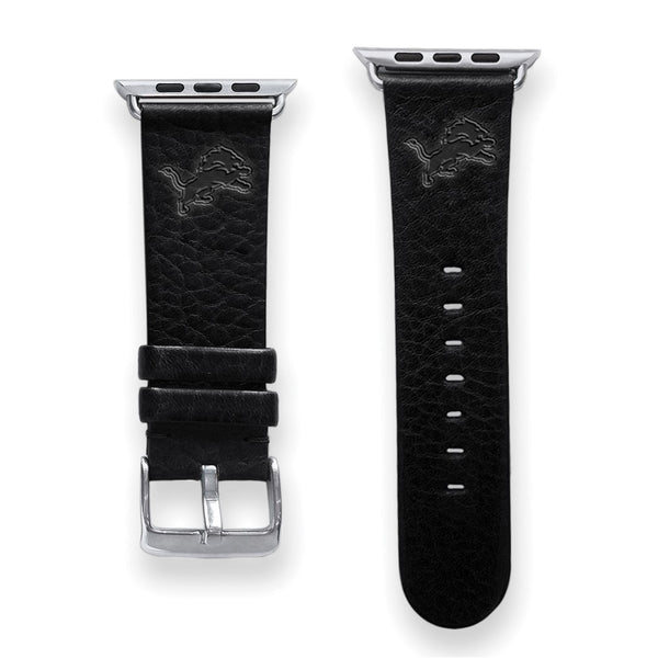 Gametime Detroit Lions Leather Band fits Apple Watch (42/44mm S/M Black)