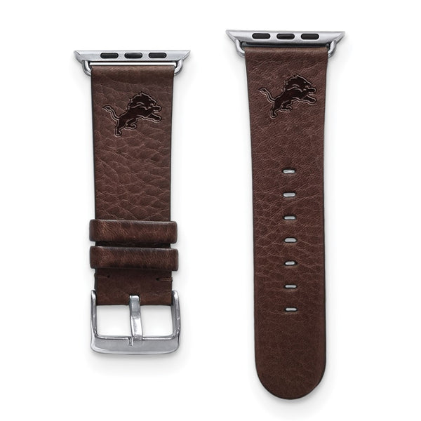 Gametime Detroit Lions Leather Band fits Apple Watch (42/44mm M/L Brown)