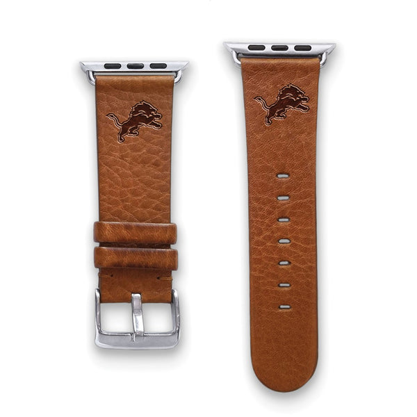 Gametime Detroit Lions Leather Band fits Apple Watch (42/44mm S/M Tan)