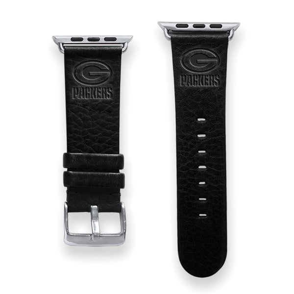 Gametime Gr. Bay Packers Leather Band fits Apple Watch (38/40mm S/M Black)