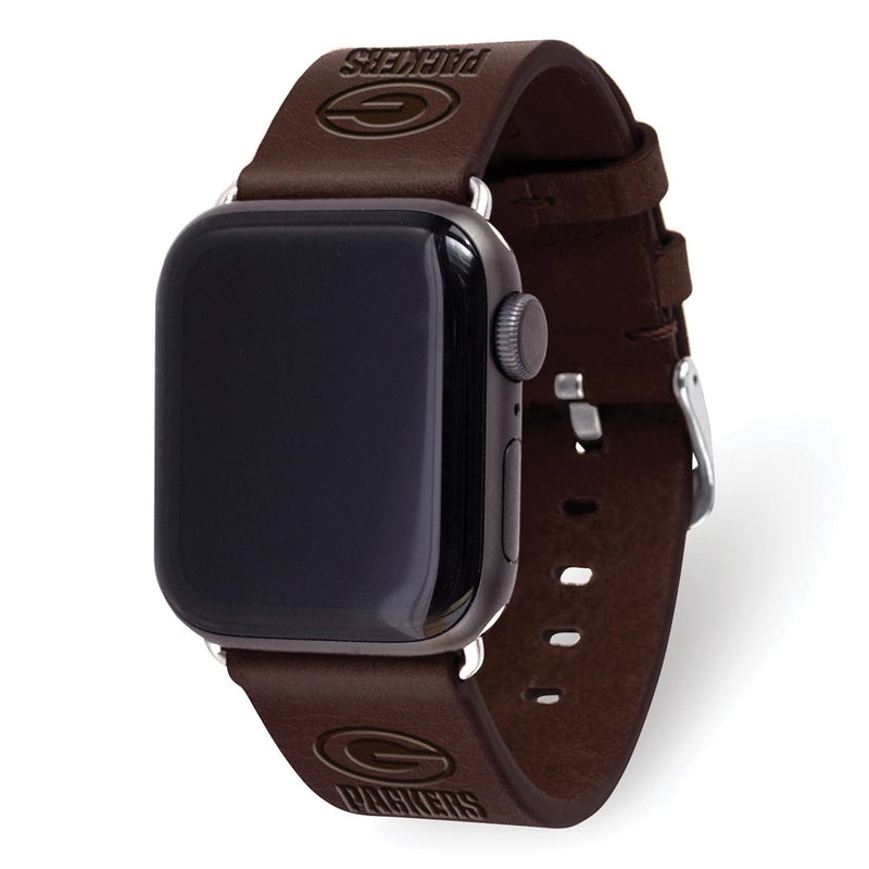 Gametime Gr. Bay Packers Leather Band fits Apple Watch (38/40mm M/L Brown)