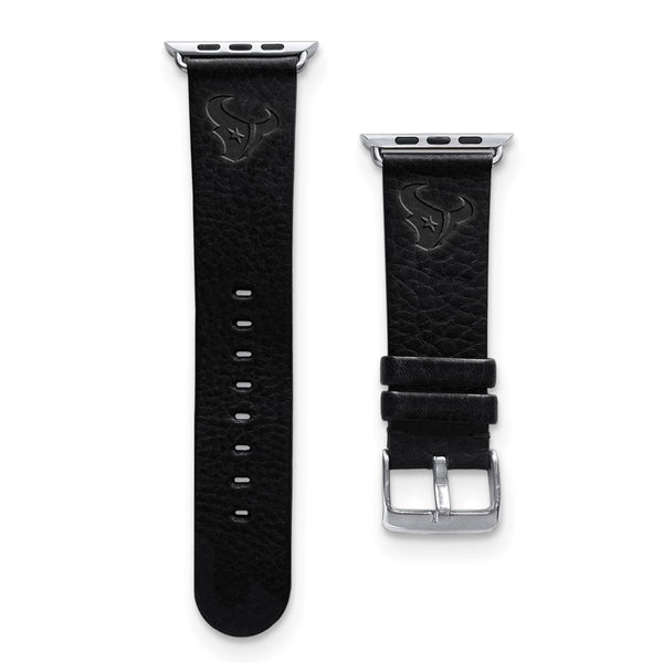 Gametime Houst. Texans Leather Band fits Apple Watch (38/40mm M/L Black)