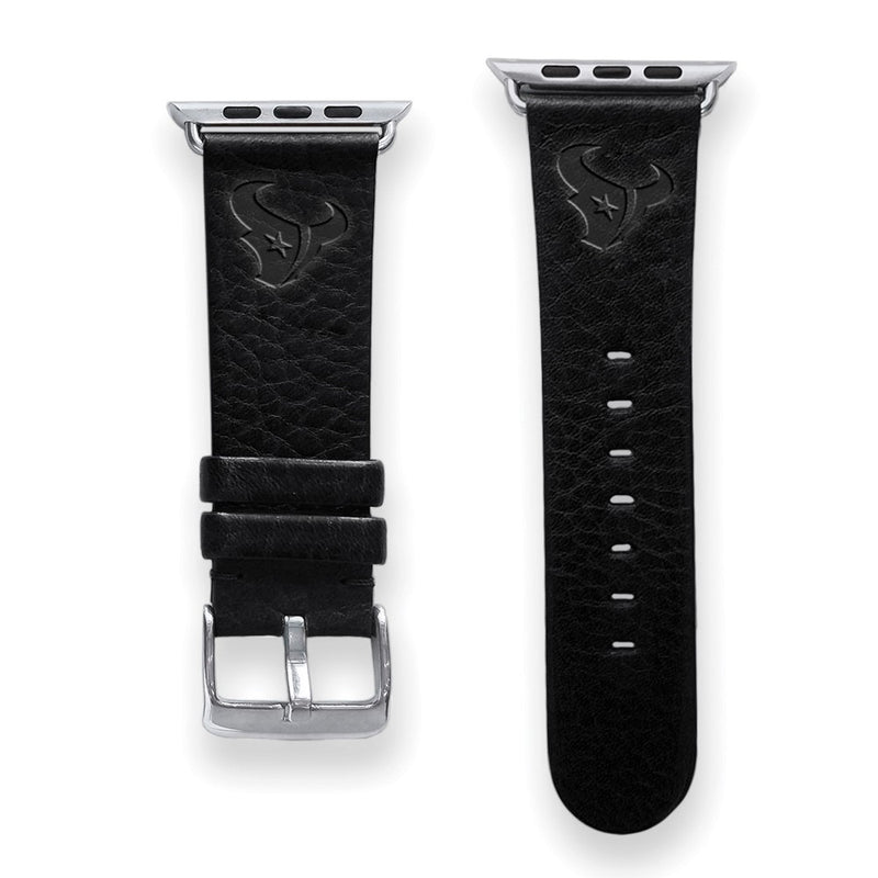 Gametime Houst. Texans Leather Band fits Apple Watch (38/40mm S/M Black)
