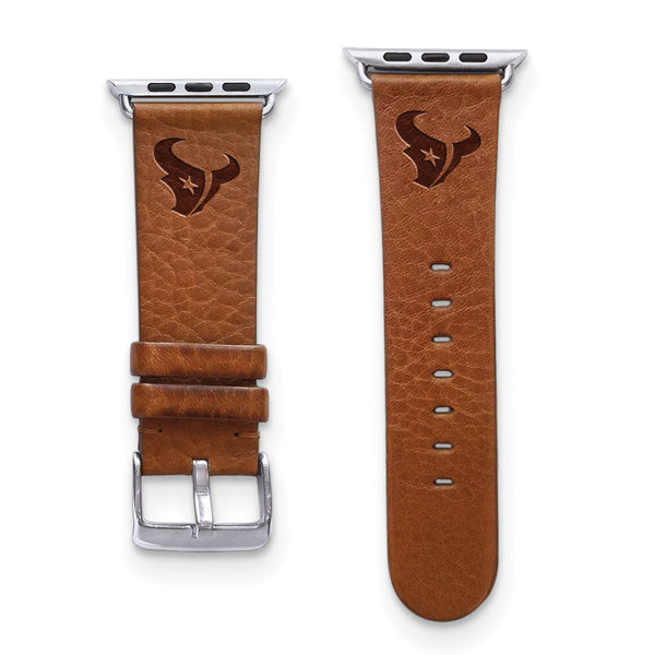 Gametime Houston Texans Leather Band fits Apple Watch (38/40mm S/M Tan)