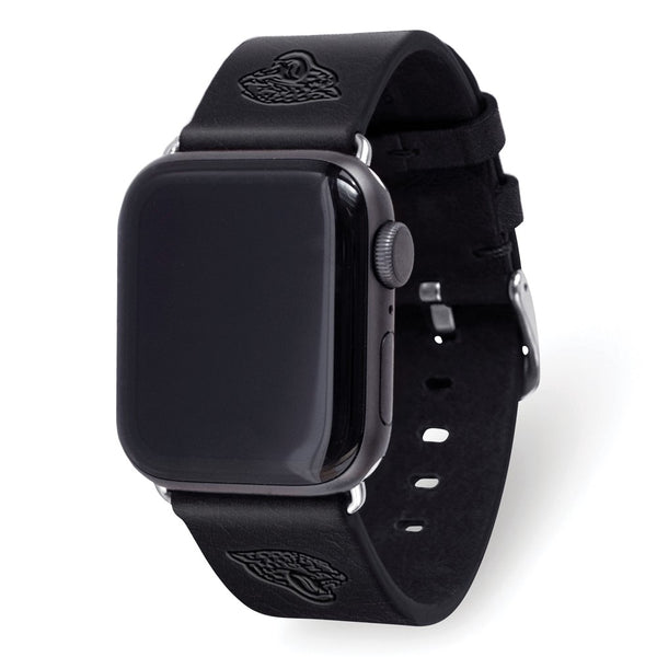 Gametime Jacks. Jaguars Leather Band fits Apple Watch (42/44mm S/M Black)