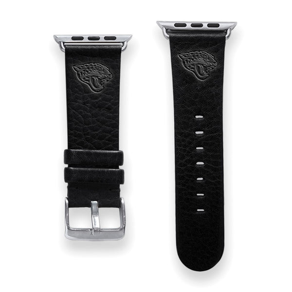 Gametime Jacks. Jaguars Leather Band fits Apple Watch (42/44mm S/M Black)