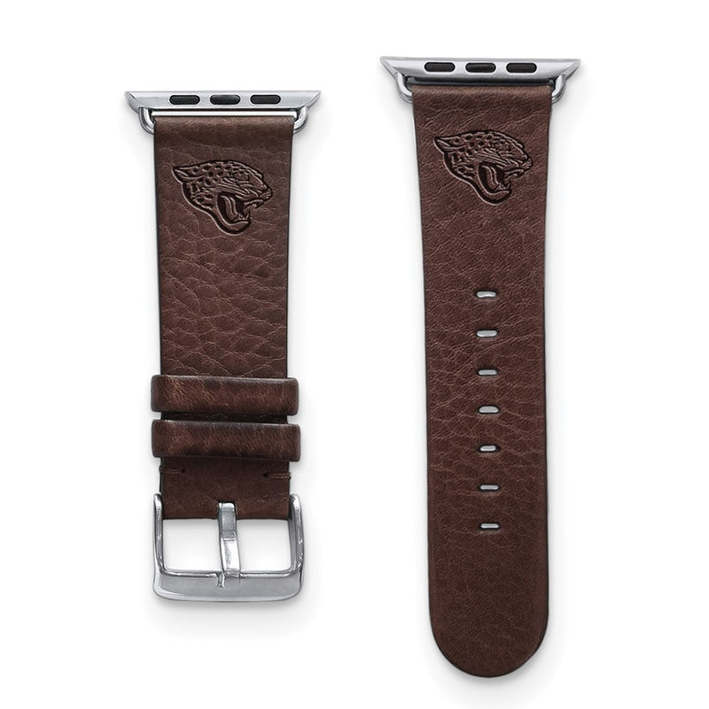 Gametime Jacks. Jaguars Leather Band fits Apple Watch (42/44mm M/L Brown)