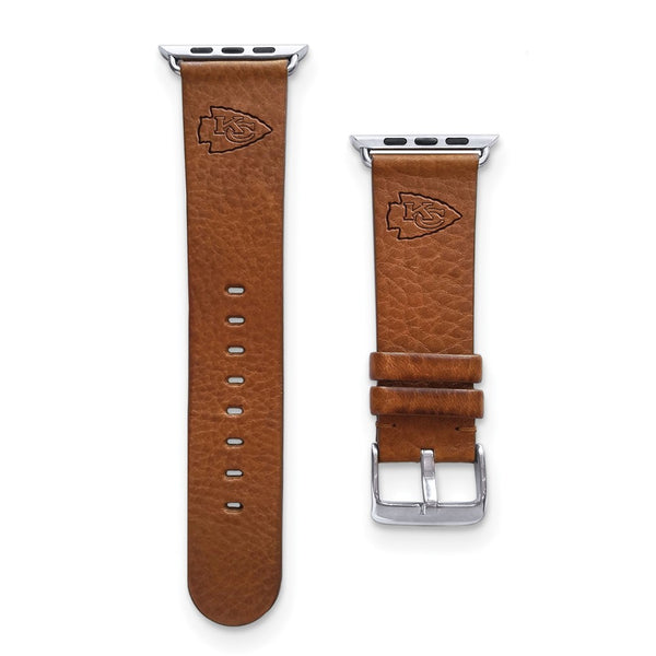 Gametime KC Chiefs Leather Band fits Apple Watch (38/40mm M/L Tan)
