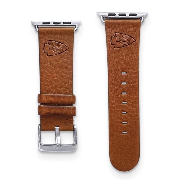 Gametime KC Chiefs Leather Band fits Apple Watch (38/40mm S/M Tan)