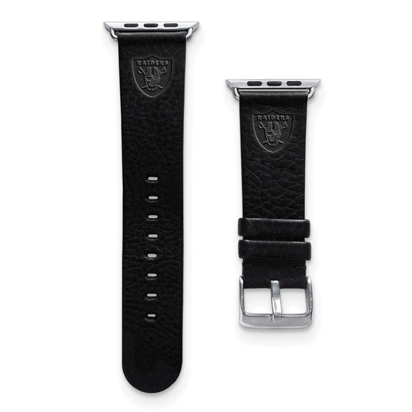 Gametime Vegas Raiders Leather Band fits Apple Watch (38/40mm M/L Black)