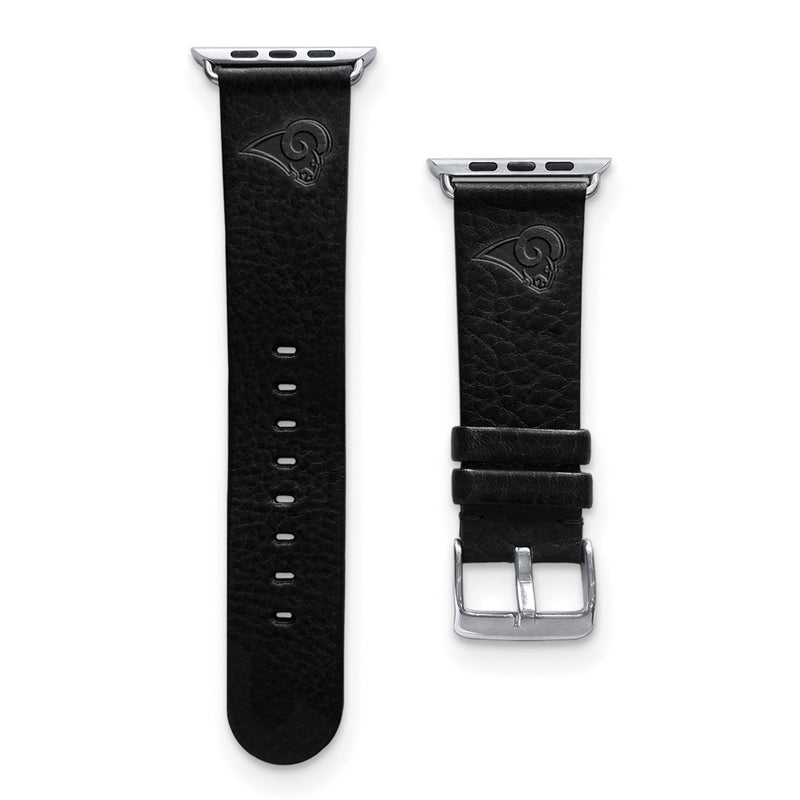 Gametime LA Rams Leather Band fits Apple Watch (38/40mm M/L Black)
