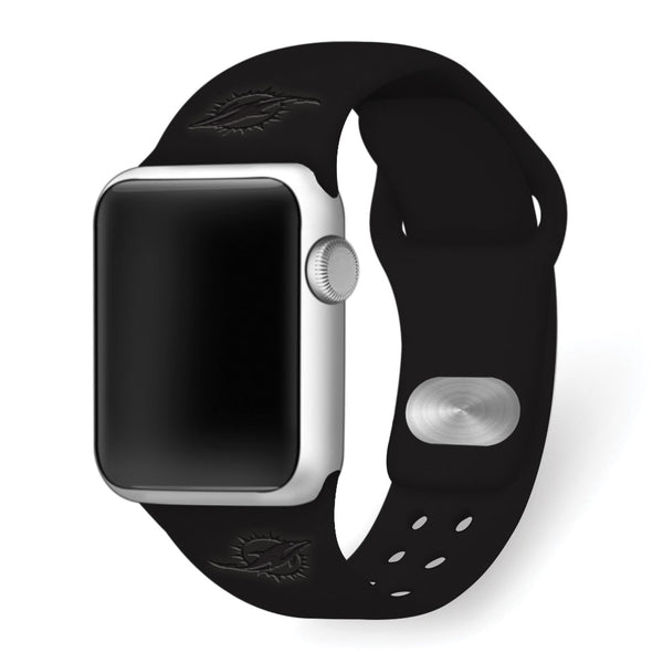 Gametime Mia. Dolphins Deboss Silicon Band fits Apple Watch (42/44mm Black)