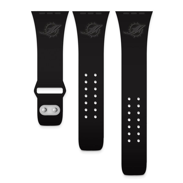 Gametime Mia. Dolphins Deboss Silicon Band fits Apple Watch (42/44mm Black)