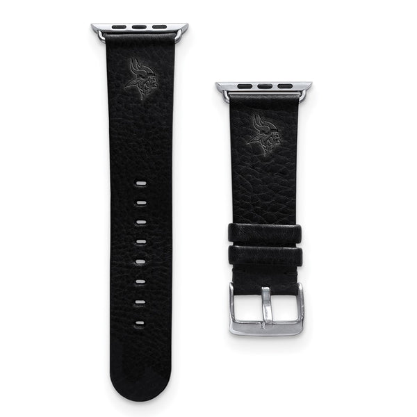 Gametime Minn. Vikings Leather Band fits Apple Watch (42/44mm M/L Black)