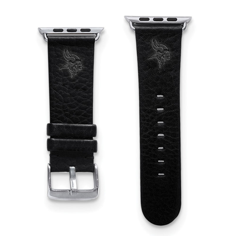 Gametime Minn. Vikings Leather Band fits Apple Watch (38/40mm S/M Black)