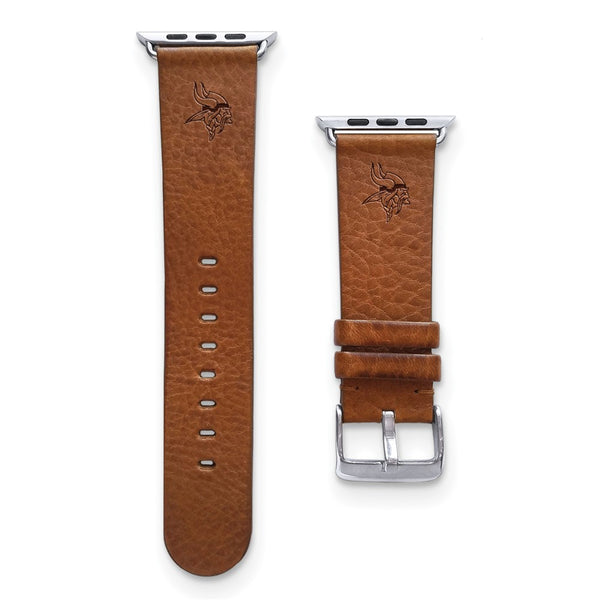 Gametime Minn. Vikings Leather Band fits Apple Watch (38/40mm M/L Tan)