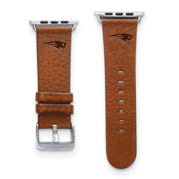 Gametime NE Patriots Leather Band fits Apple Watch (38/40mm S/M Tan)