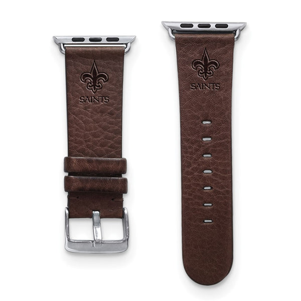 Gametime New Orl. Saints Leather Band fits Apple Watch (38/40mm M/L Brown)