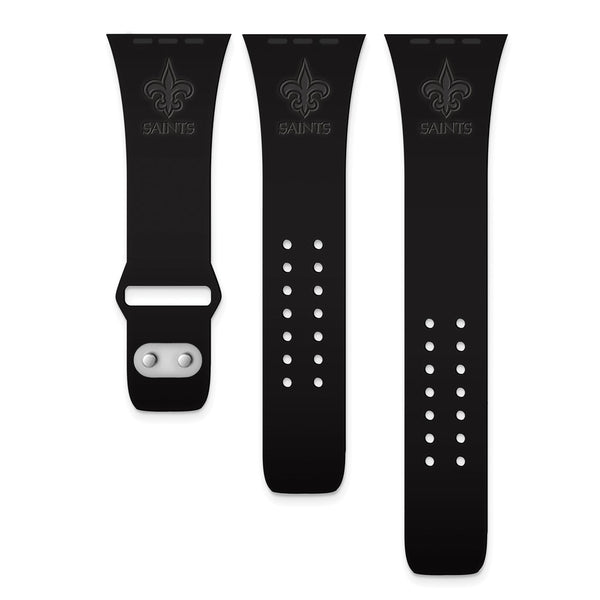 Gametime New Orl. Saints Deboss Silicon Band fits Apple Watch 38/40mm Black