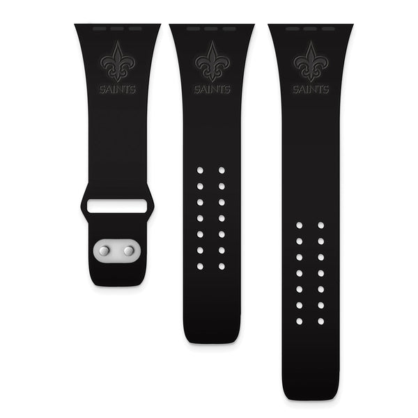 Gametime New Orl. Saints Deboss Silicon Band fits Apple Watch 42/44mm Black