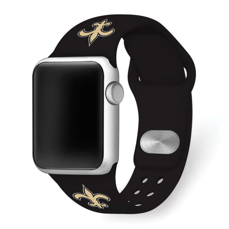 Gametime New Orl. Saints Silicon Band fits Apple Watch (42/44mm Black)