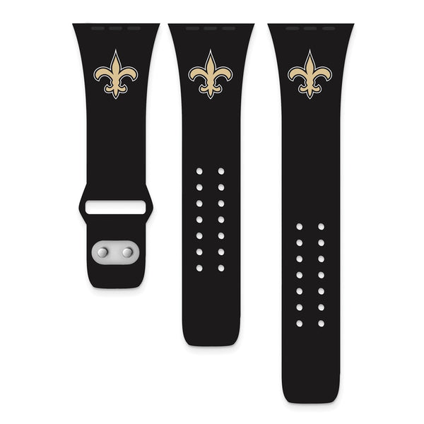 Gametime New Orl. Saints Silicon Band fits Apple Watch (38/40mm Black)